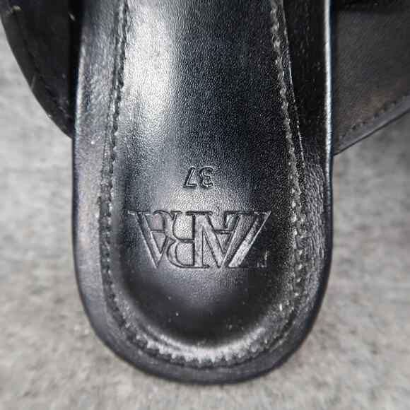 Zara Shoes Womens 37 Horsebit Mule Loafer Flats Slip On Black Gold Closed Toe - Picture 7 of 11